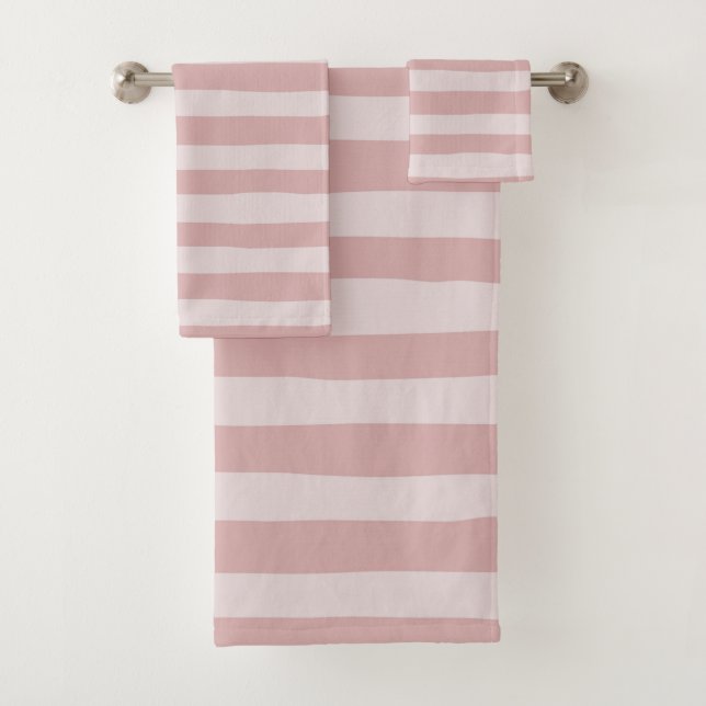 Pink Stripe Pattern Two Beautiful Shades of Pink   Bath Towel Set (Insitu)