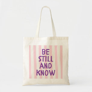 Pink Stripe Purple Bible Quote Lettering Women's Tote Bag