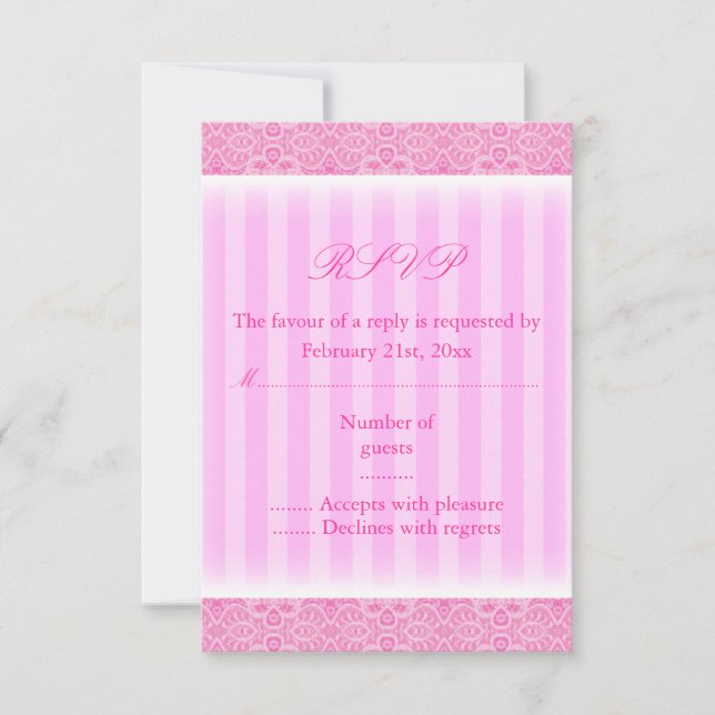 Pink Stripe Sweet16 RSVP Card (Front)