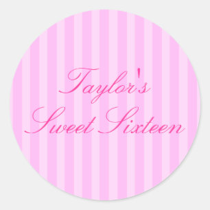 Pink Stripe Sweet16 Sticker