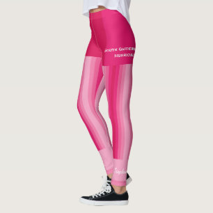 Pink Stripe Team or Club, Name, Fake Shorts Leggings