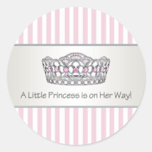 Pink Stripe Tiara Princess Envelope Seal Label