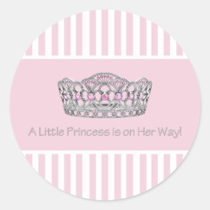 Pink Stripe Tiara Princess Envelope Seal Label