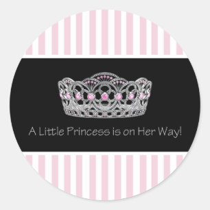 Pink Stripe Tiara Princess Envelope Seal Label