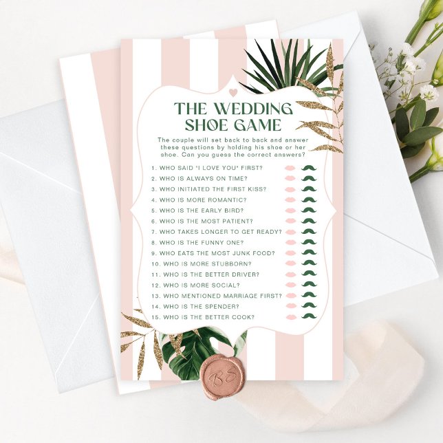 Pink stripe tropical chic The wedding shoe game (Creator Uploaded)