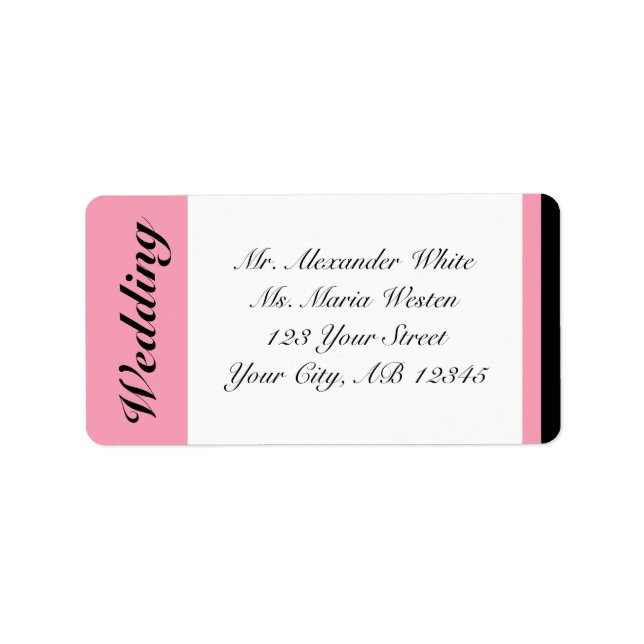 Pink Stripe with Black Wedding Address Labels (Front)
