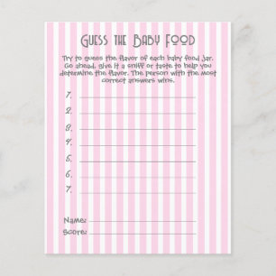 Pink Striped Baby Shower Game Guess Baby Food