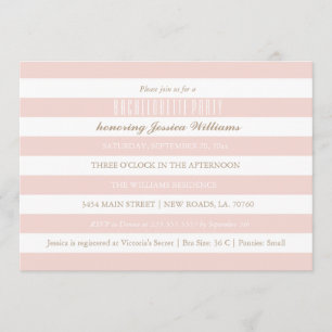 Pink Striped Bachelorette Party Invitations