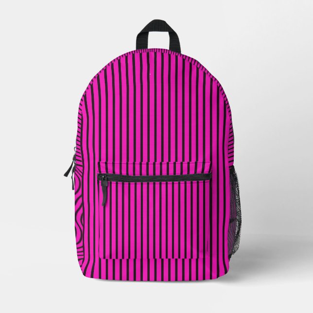 🎒 Pink Striped Backpack For School Daily Use 💗 (Front)