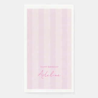 Pink Striped Birthday Party Paper Napkin