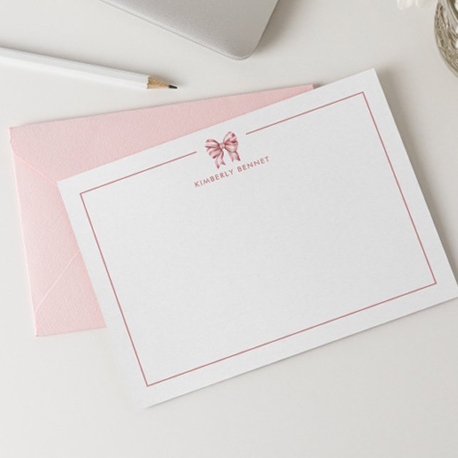 PINK STRIPED BOW COQUETTE PERSONALIZED  CARD (Creator Uploaded)