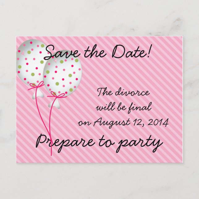 Pink Striped Celebrations Announcement Postcard (Front)