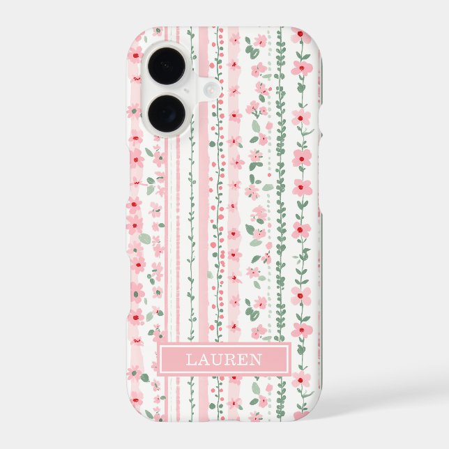 Pink Striped Floral Personalised (Back)