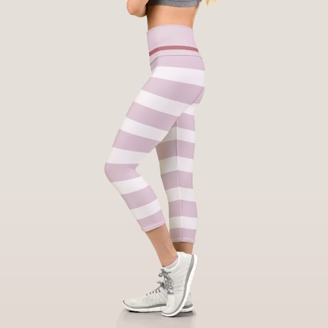 Pink Striped Girly Capri Leggings (Left)