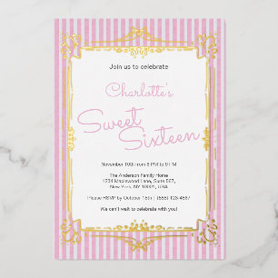 Pink Striped Glam Princess Sweet 16 Party
