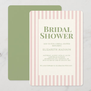 Pink Striped Green Retro Bridal Shower Invitation