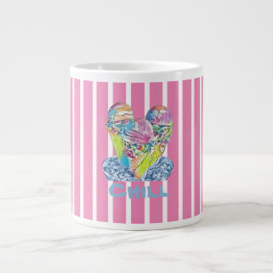Pink striped Ice Cream chill Large Coffee Mug