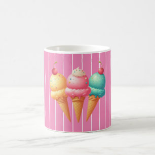 Pink striped Ice cream Coffee Mug