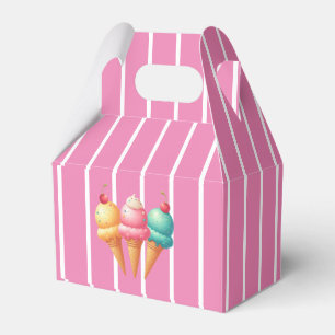 Pink striped Ice cream Favour Box