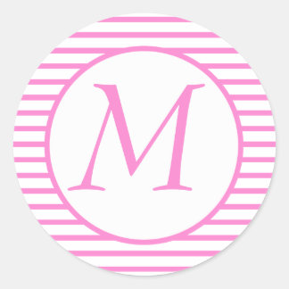 Pink striped Monogrammed Sticker