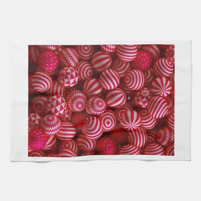 Pink Striped Ornaments Blanket Tea Towel (Horizontal)