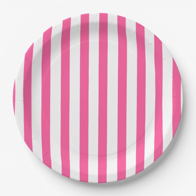 Pink Striped Party Plates (Front)