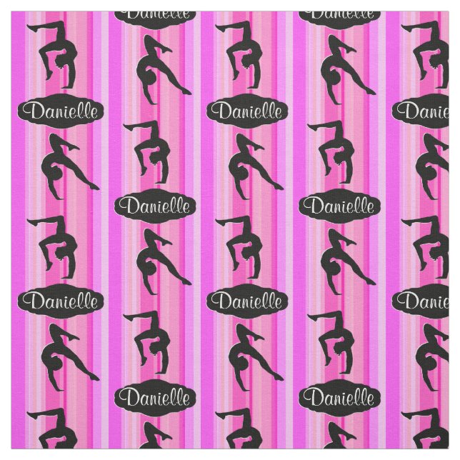 PINK STRIPED PERSONALIZED GYMNASTICS FABRIC (Swatch)