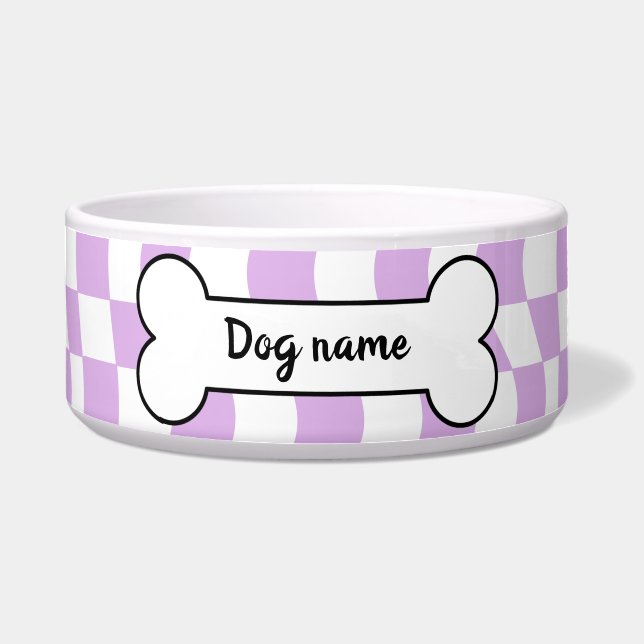 Pink Striped Pet Name Bowl (Front)