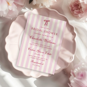 Pink Striped Preppy Bridal Shower Invitation