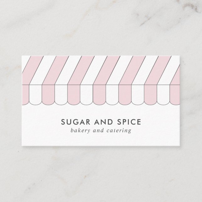 Pink Striped Store Front Business Card (Front)
