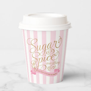 Pink Striped Sugar and Spice Baby Girl Baby Shower Paper Cups