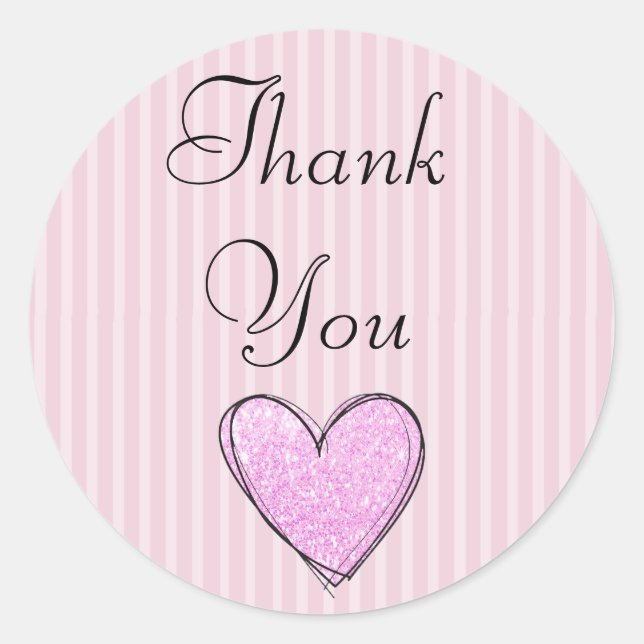 Pink Striped "Thank You" Stickers (Front)
