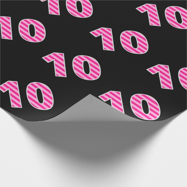 Pink Stripes 10 Event # (Birthday, Anniversary) Wrapping Paper (Corner)
