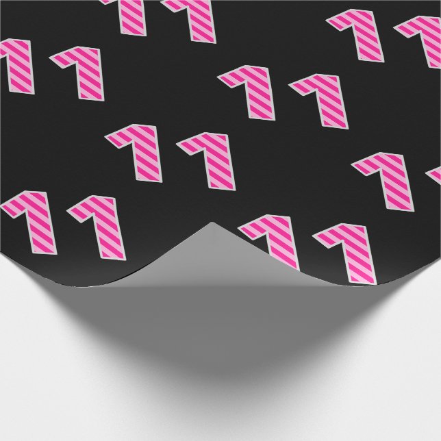 Pink Stripes 11 Event # (Birthday, Anniversary) Wrapping Paper (Corner)