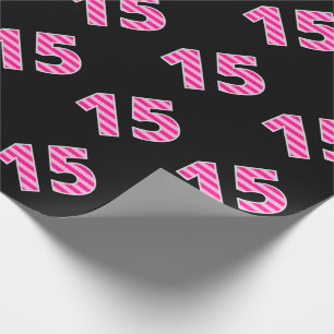 Pink Stripes 15 Event # (Birthday, Anniversary) Wrapping Paper