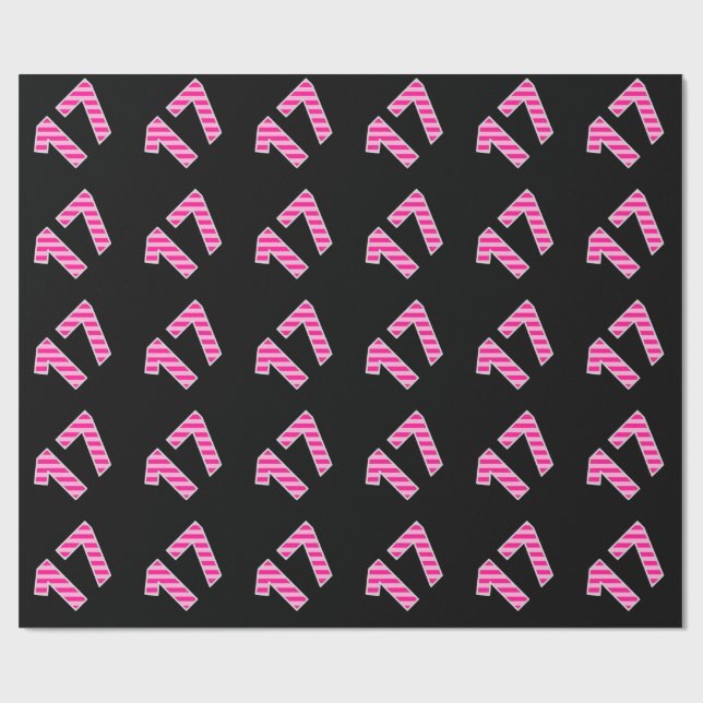 Pink Stripes 17 Event # (Birthday, Anniversary) Wrapping Paper (Flat)