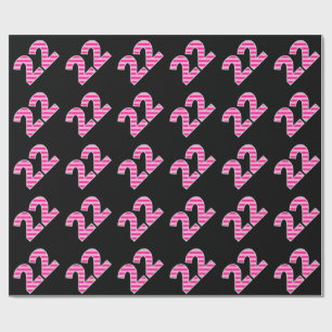 Pink Stripes 22 Event # (Birthday, Anniversary) Wrapping Paper