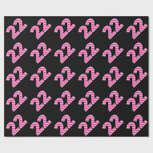 Pink Stripes 22 Event # (Birthday, Anniversary) Wrapping Paper (Flat)