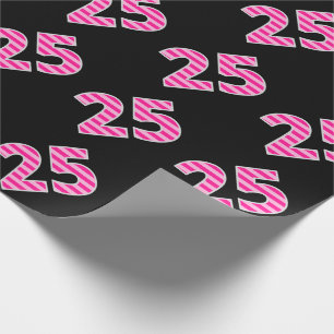 Pink Stripes 25 Event # (Birthday, Anniversary) Wrapping Paper