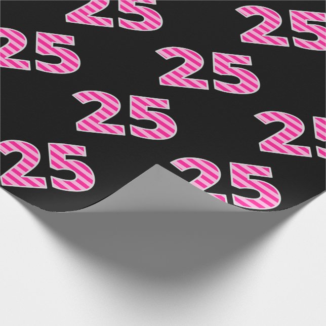 Pink Stripes 25 Event # (Birthday, Anniversary) Wrapping Paper (Corner)