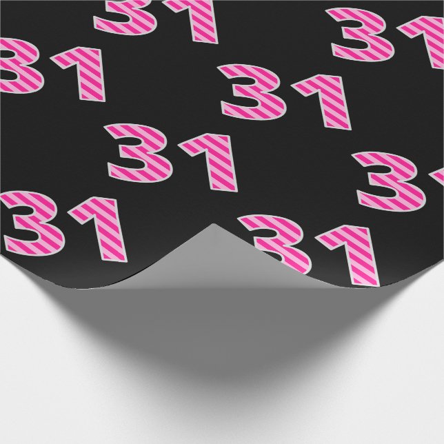Pink Stripes 31 Event # (Birthday, Anniversary) Wrapping Paper (Corner)