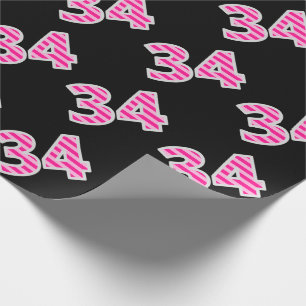 Pink Stripes 34 Event # (Birthday, Anniversary) Wrapping Paper