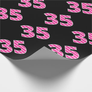 Pink Stripes 35 Event # (Birthday, Anniversary) Wrapping Paper