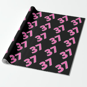 Pink Stripes 37 Event # (Birthday, Anniversary) Wrapping Paper