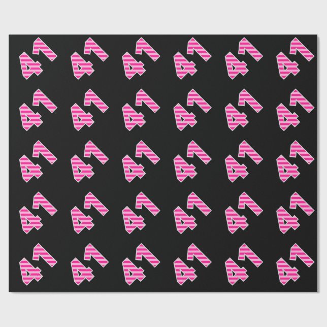 Pink Stripes 41 Event # (Birthday, Anniversary) Wrapping Paper (Flat)