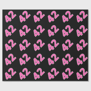 Pink Stripes 42 Event # (Birthday, Anniversary) Wrapping Paper