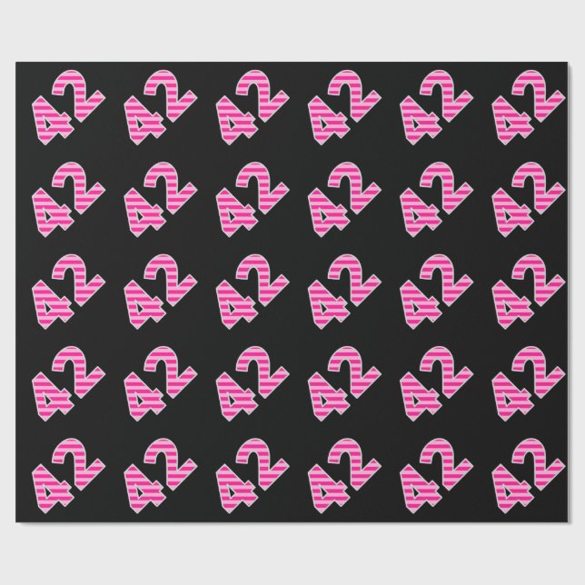 Pink Stripes 42 Event # (Birthday, Anniversary) Wrapping Paper (Flat)