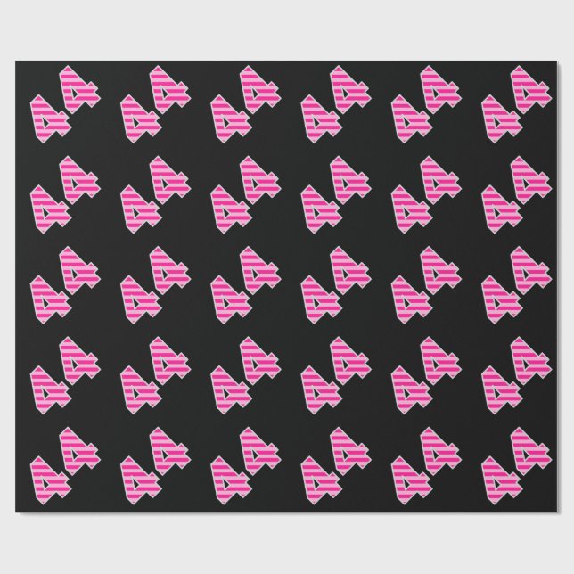 Pink Stripes 44 Event # (Birthday, Anniversary) Wrapping Paper (Flat)