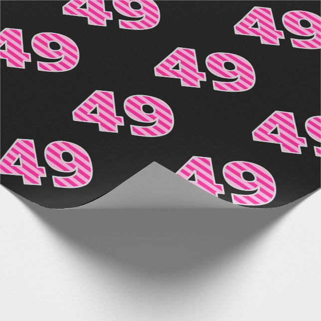 Pink Stripes 49 Event # (Birthday, Anniversary) Wrapping Paper (Corner)