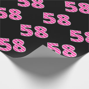 Pink Stripes 58 Event # (Birthday, Anniversary) Wrapping Paper